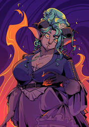 A halfbody illustration of Fearne Calloway from Critical Role third campagin.